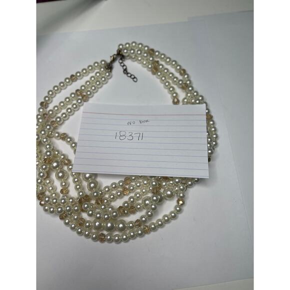 Multi strand faux pearl necklace with faceted beads classic classy preppy - Picture 14 of 15